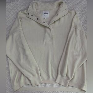 aerie Cream Snap-Button Funnel Neck Sweater